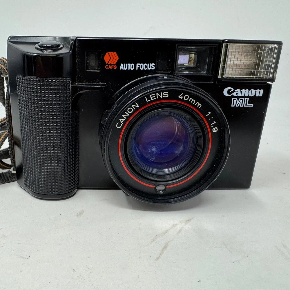Canon AF35ML 35mm Film Camera 40mm f1.9 Lens Autoboy Super Black Vintage AS IS